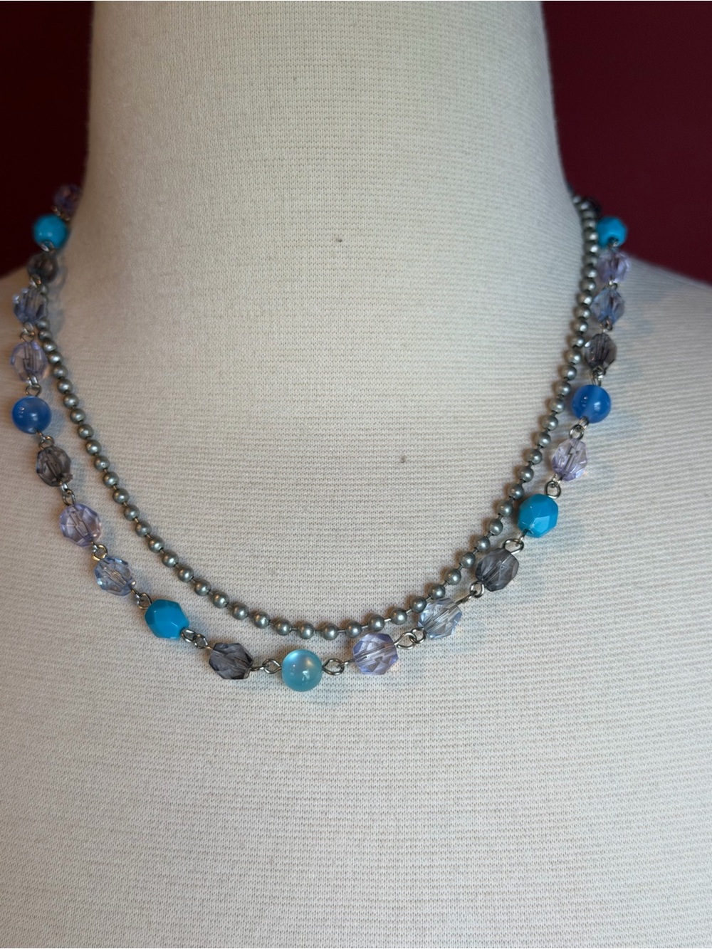 Turquoise and Gray Beaded Choker Necklace - Women Jewelry